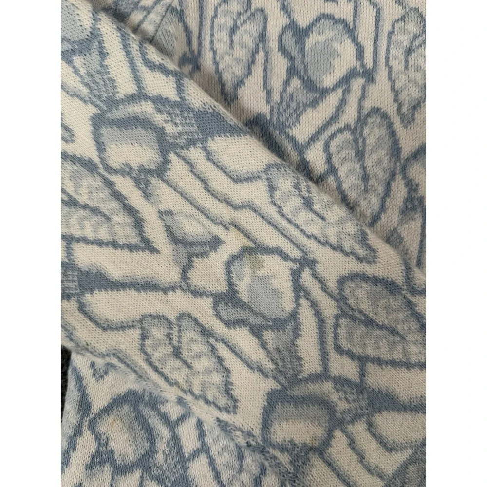 SKJAEVELAND Norway Nordic Cardigan Sweater Womens Small Blue White Heart Pattern